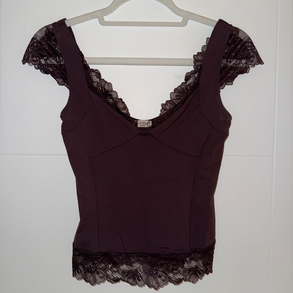 Free people lace trim corset cami